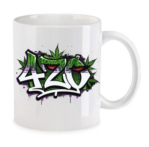 Tasse Weed Cannabis Psychodelic Weiß mit Druck (Siehe Foto) TFBW920