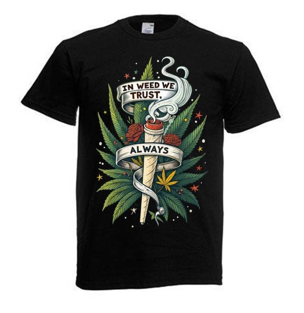 Tshirt Unisex mit Coolen Druck Weed Ganja Hanf Cannabis Psychedelic (Größe & Farbe auswählen) TSFBW921