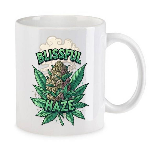 Tasse Weed Cannabis Psychodelic Weiß mit Druck (Siehe Foto) TFBW923