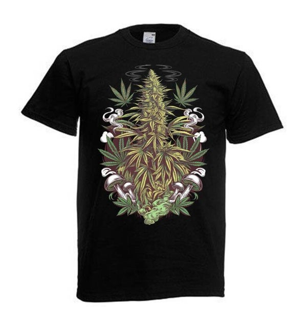 Tshirt Unisex mit Coolen Druck Weed Ganja Hanf Cannabis Psychedelic (Größe & Farbe auswählen) TSFBW925