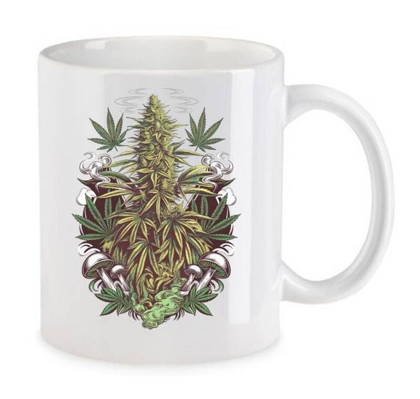 Tasse Weed Cannabis Psychodelic Weiß mit Druck (Siehe Foto) TFBW925