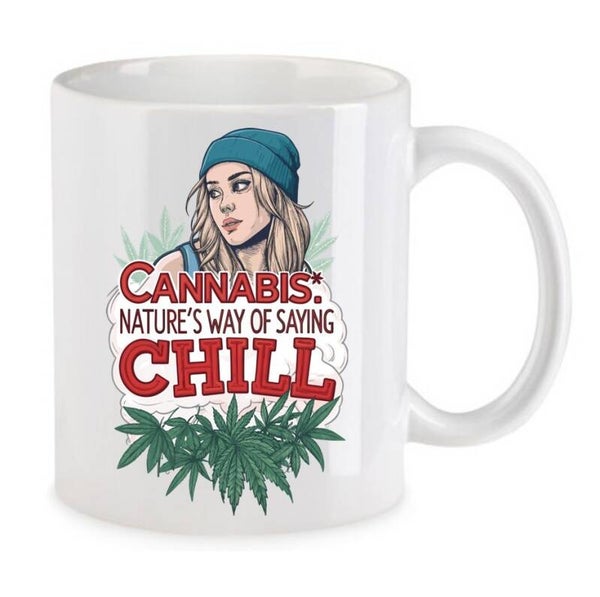 Tasse Weed Cannabis Psychodelic Weiß mit Druck (Siehe Foto) TFBW928