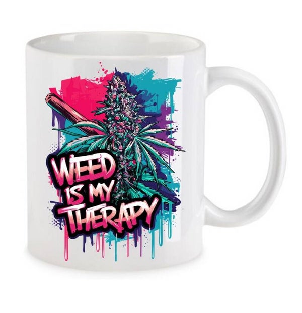 Tasse Weed Cannabis Psychodelic Weiß mit Druck (Siehe Foto) TFBW935