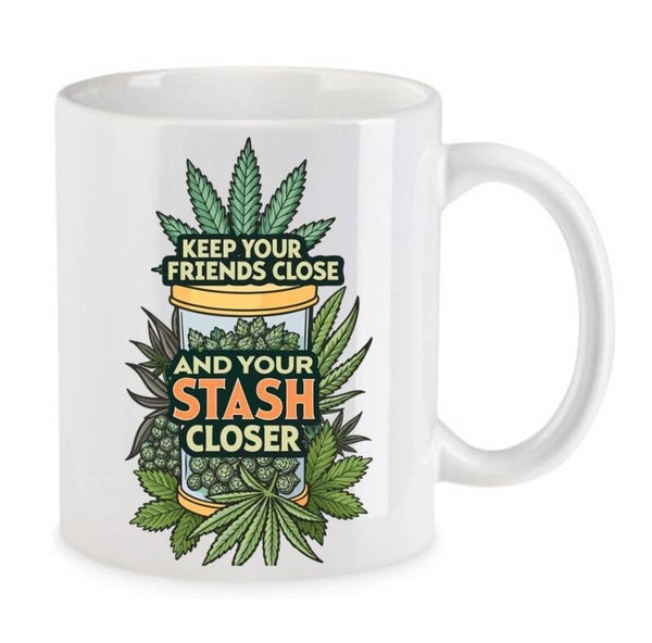 Tasse Weed Cannabis Psychodelic Weiß mit Druck (Siehe Foto) TFBW936