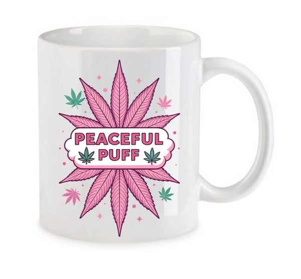 Tasse Weed Cannabis Psychodelic Weiß mit Druck (Siehe Foto) TFBW938