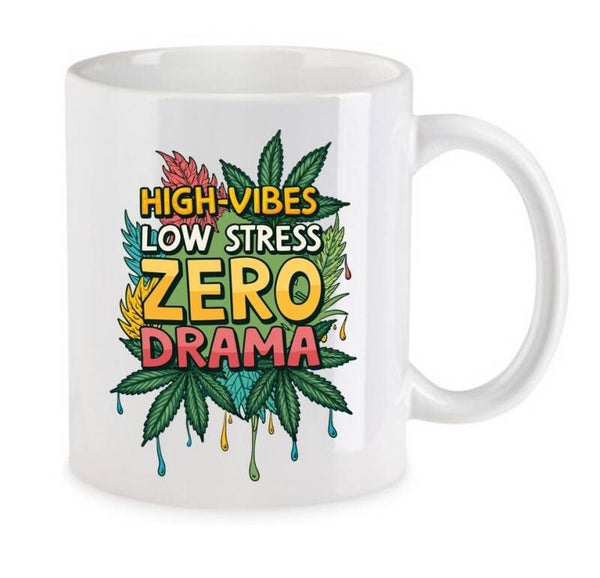 Tasse Weed Cannabis Psychodelic Weiß mit Druck (Siehe Foto) TFBW939
