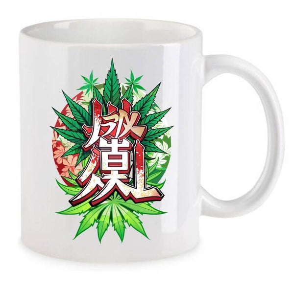 Tasse Weed Cannabis Psychodelic Weiß mit Druck (Siehe Foto) TFBW94