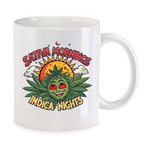 Tasse Weed Cannabis Psychodelic Weiß mit Druck (Siehe Foto) TFBW940