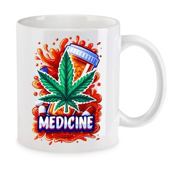 Tasse Weed Cannabis Psychodelic Weiß mit Druck (Siehe Foto) TFBW943