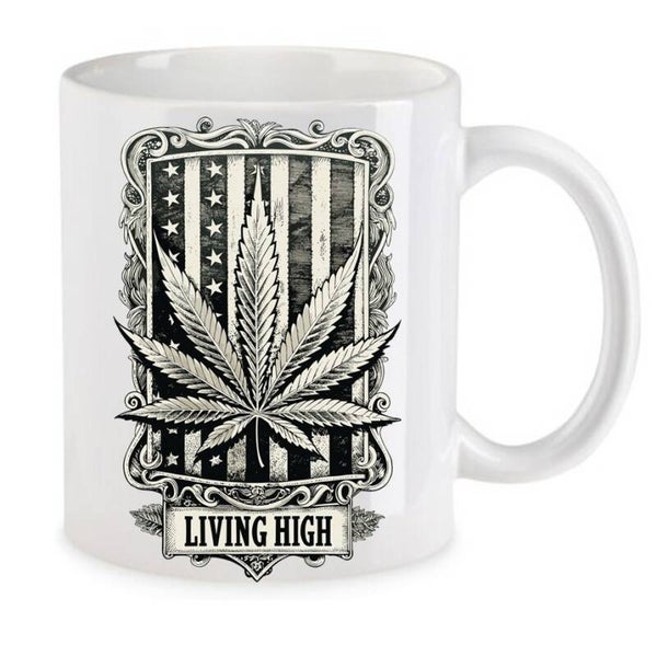 Tasse Weed Cannabis Psychodelic Weiß mit Druck (Siehe Foto) TFBW944