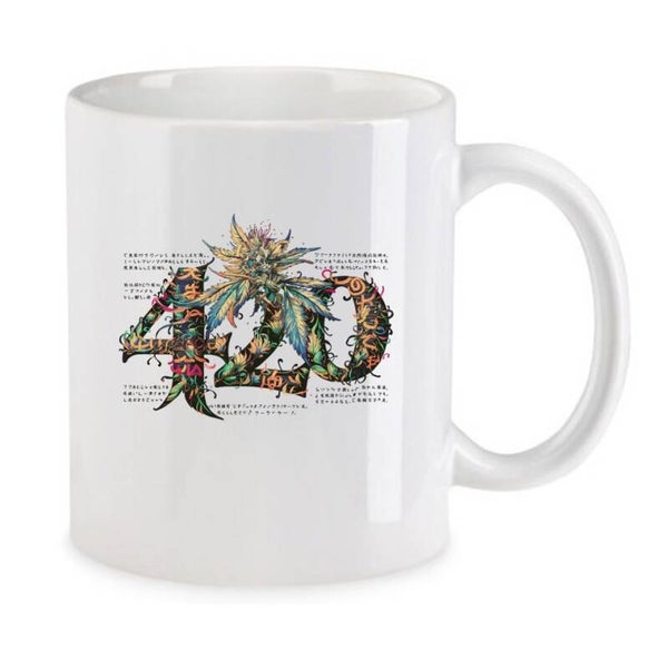 Tasse Weed Cannabis Psychodelic Weiß mit Druck (Siehe Foto) TFBW946