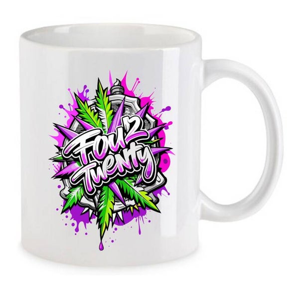 Tasse Weed Cannabis Psychodelic Weiß mit Druck (Siehe Foto) TFBW95