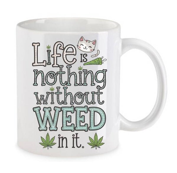 Tasse Weed Cannabis Psychodelic Weiß mit Druck (Siehe Foto) TFBW952
