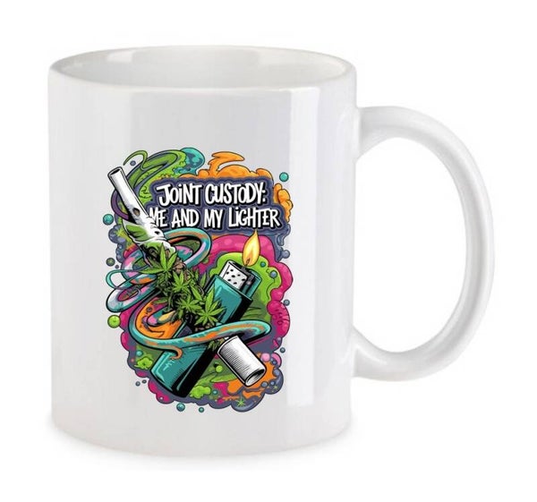 Tasse Weed Cannabis Psychodelic Weiß mit Druck (Siehe Foto) TFBW956