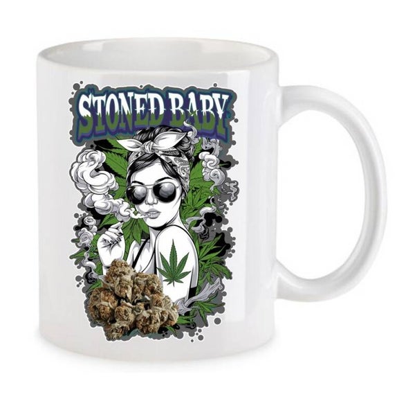 Tasse Weed Cannabis Psychodelic Weiß mit Druck (Siehe Foto) TFBW958
