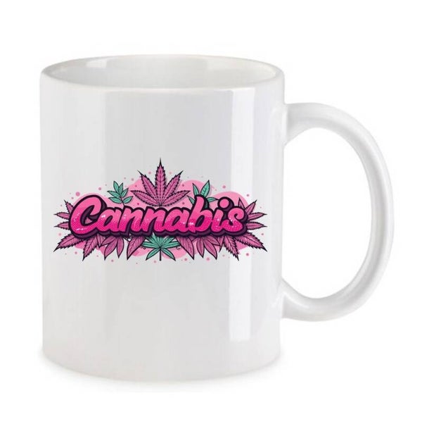 Tasse Weed Cannabis Psychodelic Weiß mit Druck (Siehe Foto) TFBW960