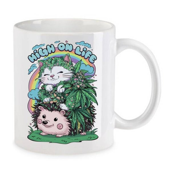 Tasse Weed Cannabis Psychodelic Weiß mit Druck (Siehe Foto) TFBW961