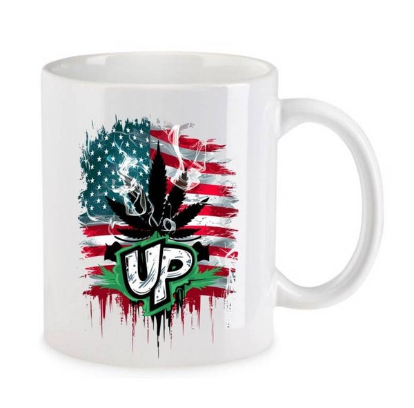 Tasse Weed Cannabis Psychodelic Weiß mit Druck (Siehe Foto) TFBW964