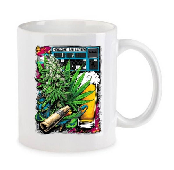 Tasse Weed Cannabis Psychodelic Weiß mit Druck (Siehe Foto) TFBW966
