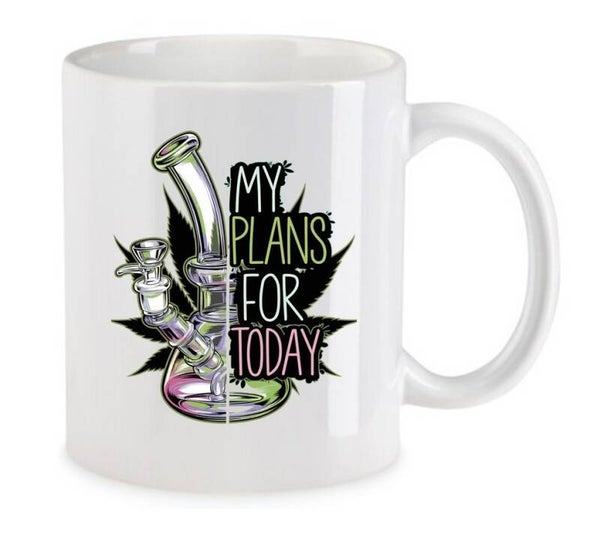 Tasse Weed Cannabis Psychodelic Weiß mit Druck (Siehe Foto) TFBW967