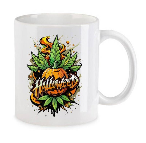 Tasse Weed Cannabis Psychodelic Weiß mit Druck (Siehe Foto) TFBW971