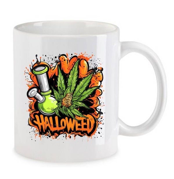 Tasse Weed Cannabis Psychodelic Weiß mit Druck (Siehe Foto) TFBW979