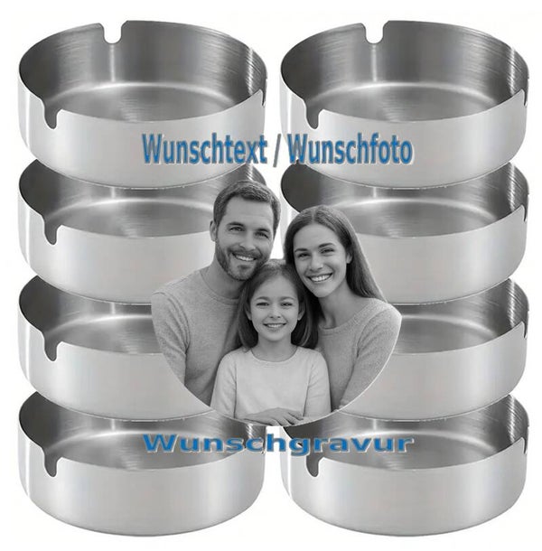 5 x Aschenbecher mit Wunschgravur (Farbe auswählen)