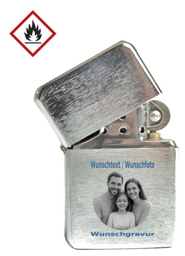 Benzinfeuerzeug mit Wunschgravur Silver