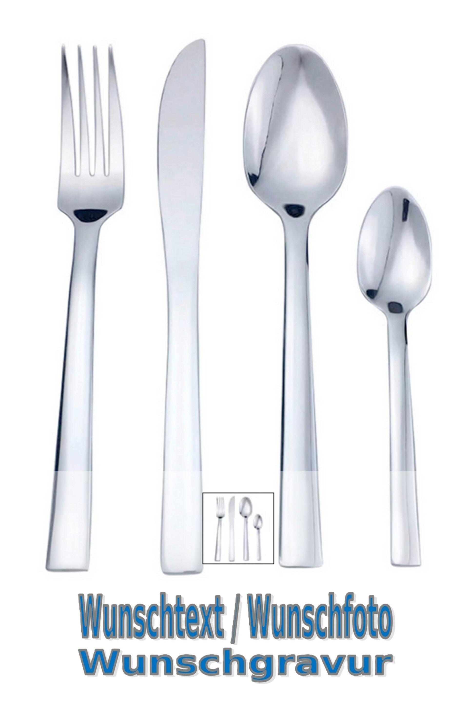 Besteckset 4 Teilig mit Wunschgravur