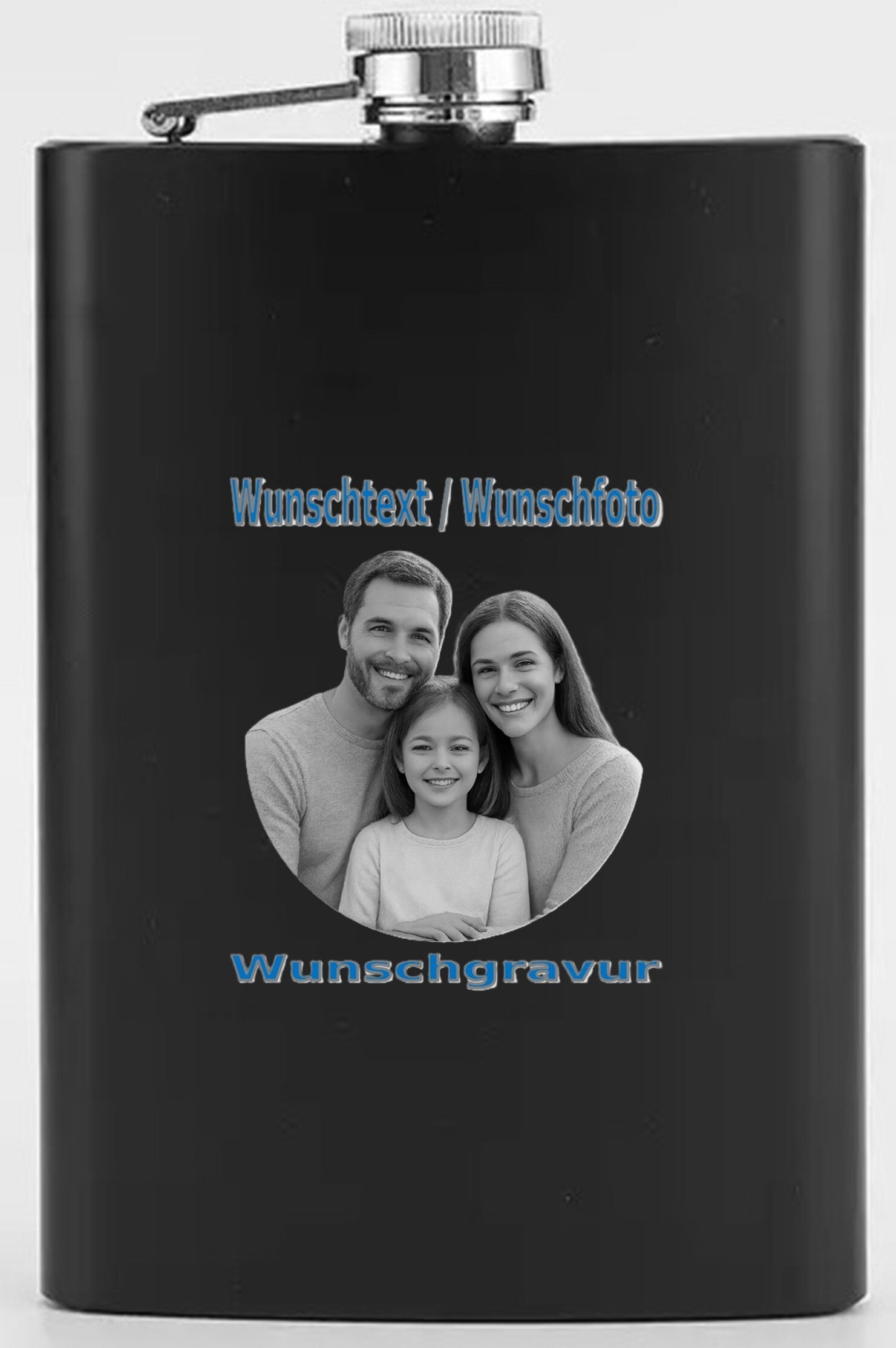 Flachmann mit Wunschgravur Schwarz