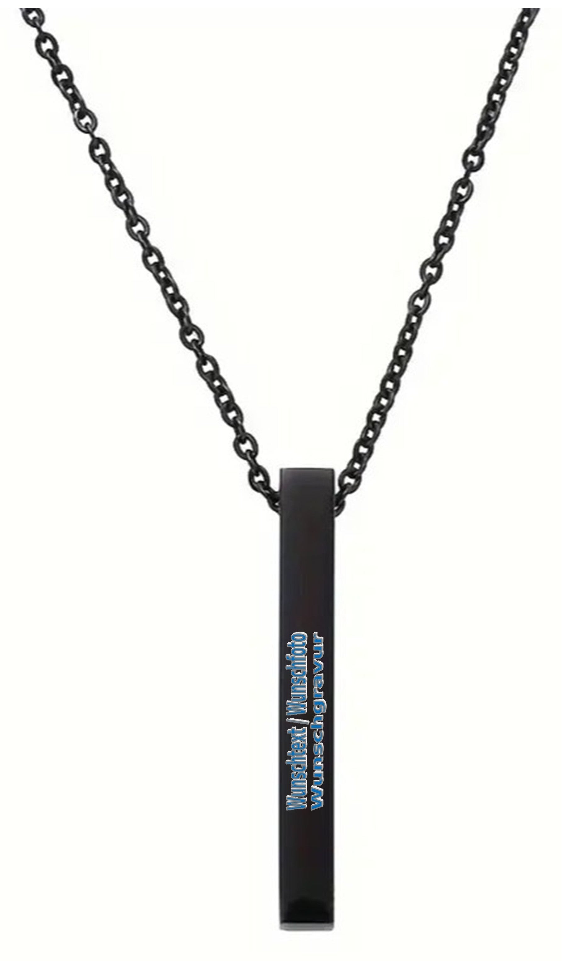 Halskette mit Stift Schwarz mit Wunschgravur