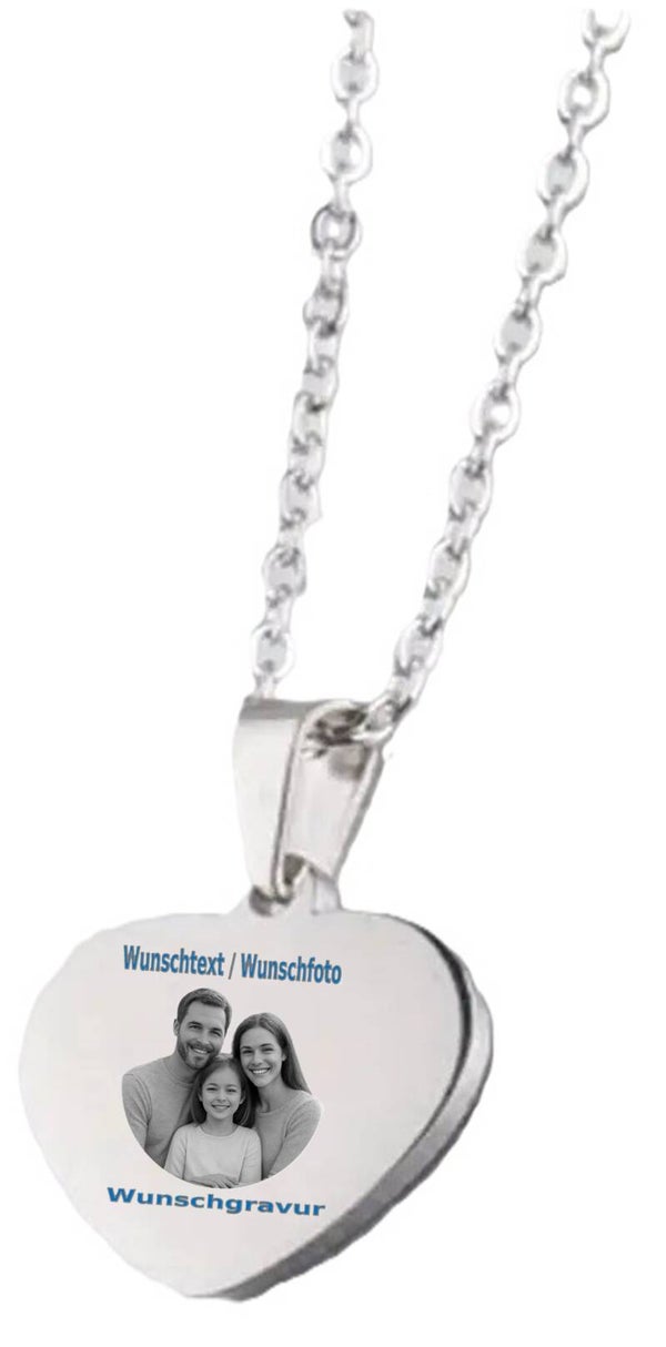 Halskette mit Herz Silber mit Wunschgravur