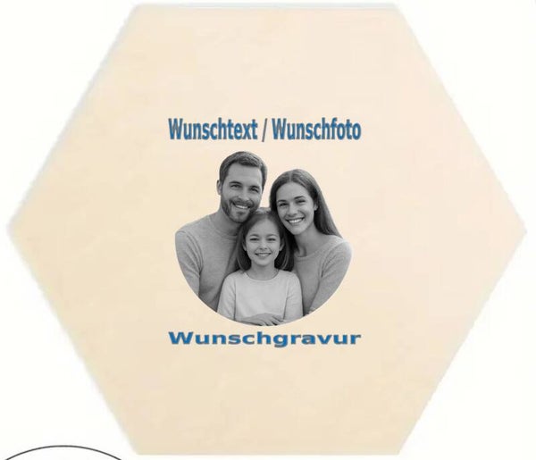 Holzuntersetzer 6 Eckig mit Wunschgravur