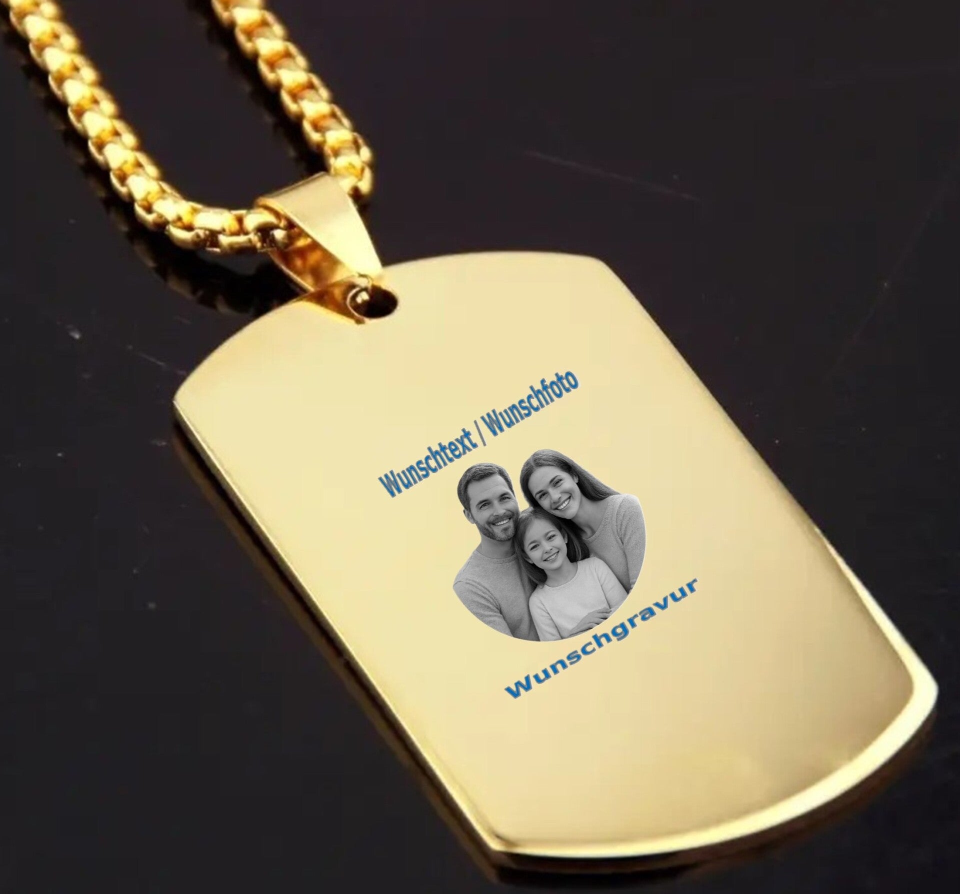 Halskette mit Anhänger Goldfarbend mit Wunschgravur