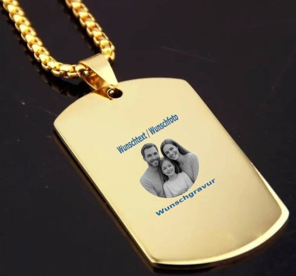 Halskette mit Anhänger Goldfarbend mit Wunschgravur