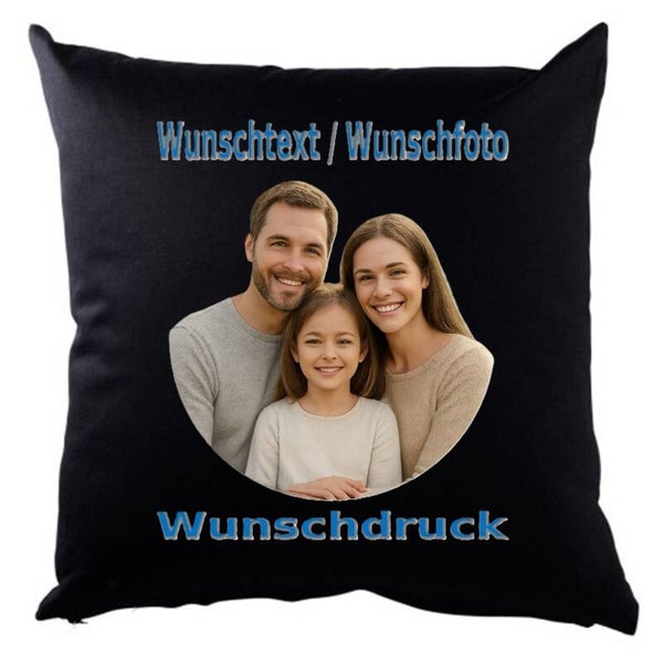 Kissen mit Wunschdruck Schwarz