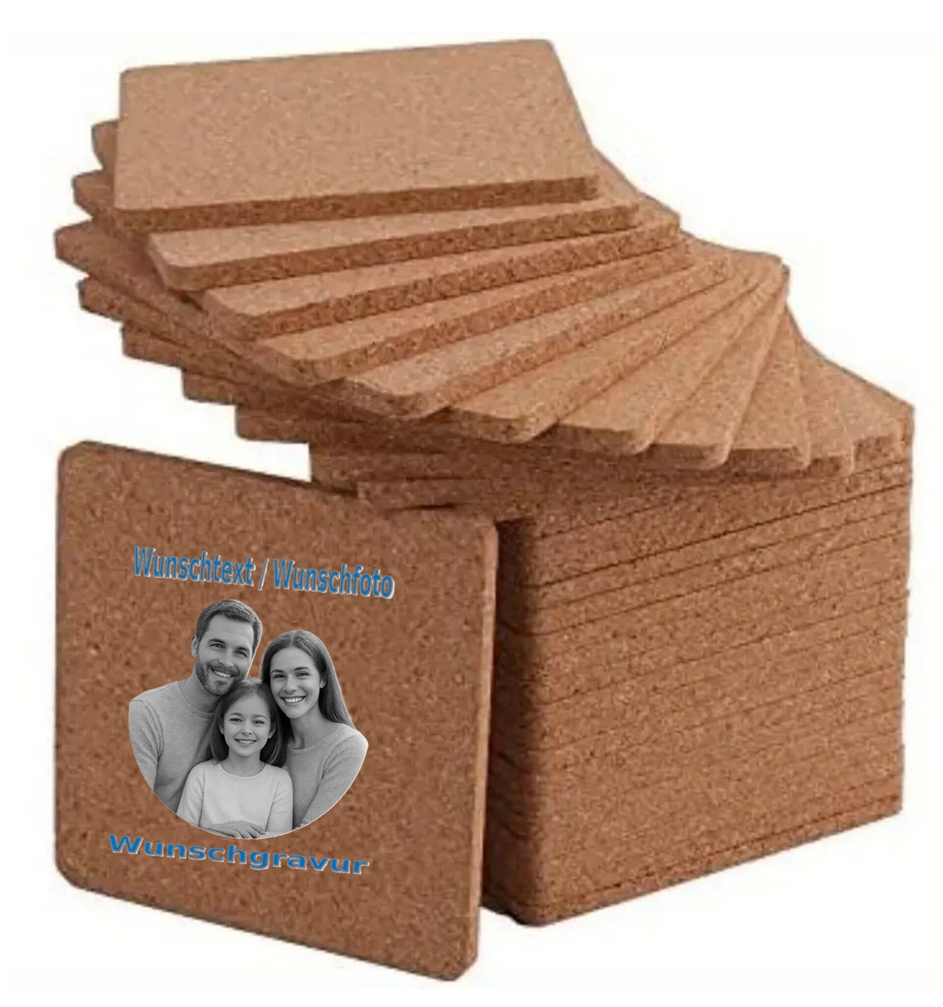 Korkuntersetzer Quadratisch mit Gravur
