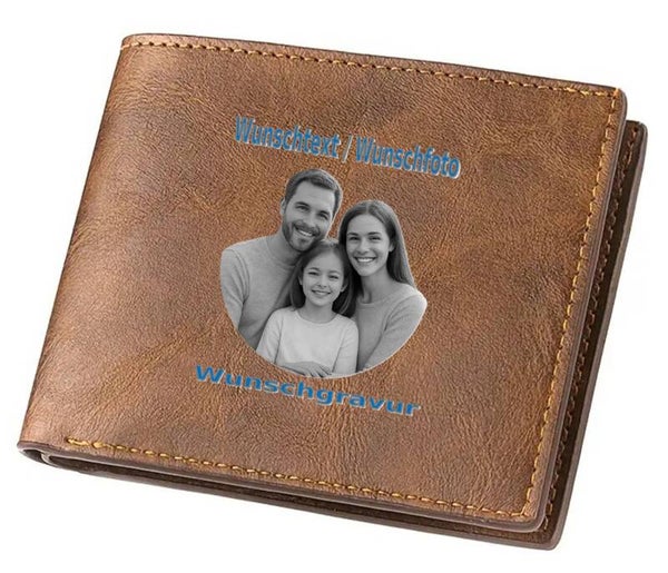 Ledergeldtasche mit Wunschgravur Dunkelbraun