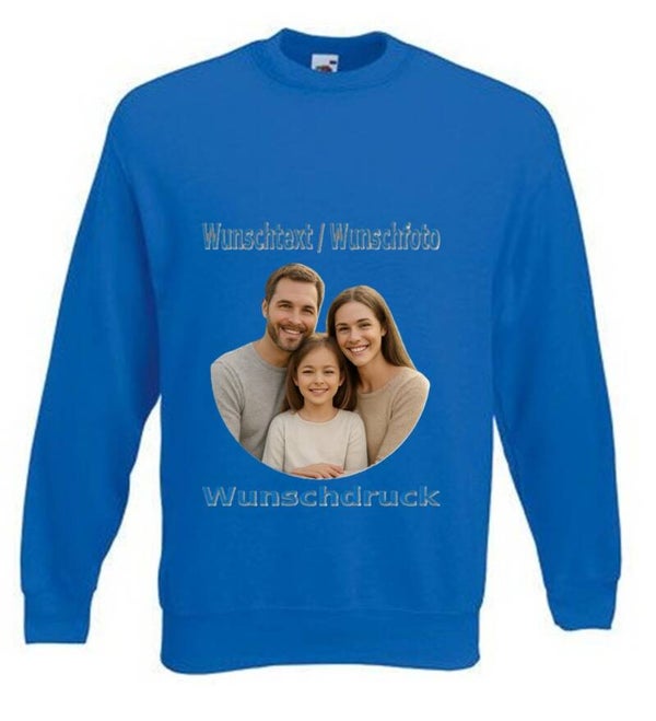 Unisex Pullover mit Wunschdruck Blau