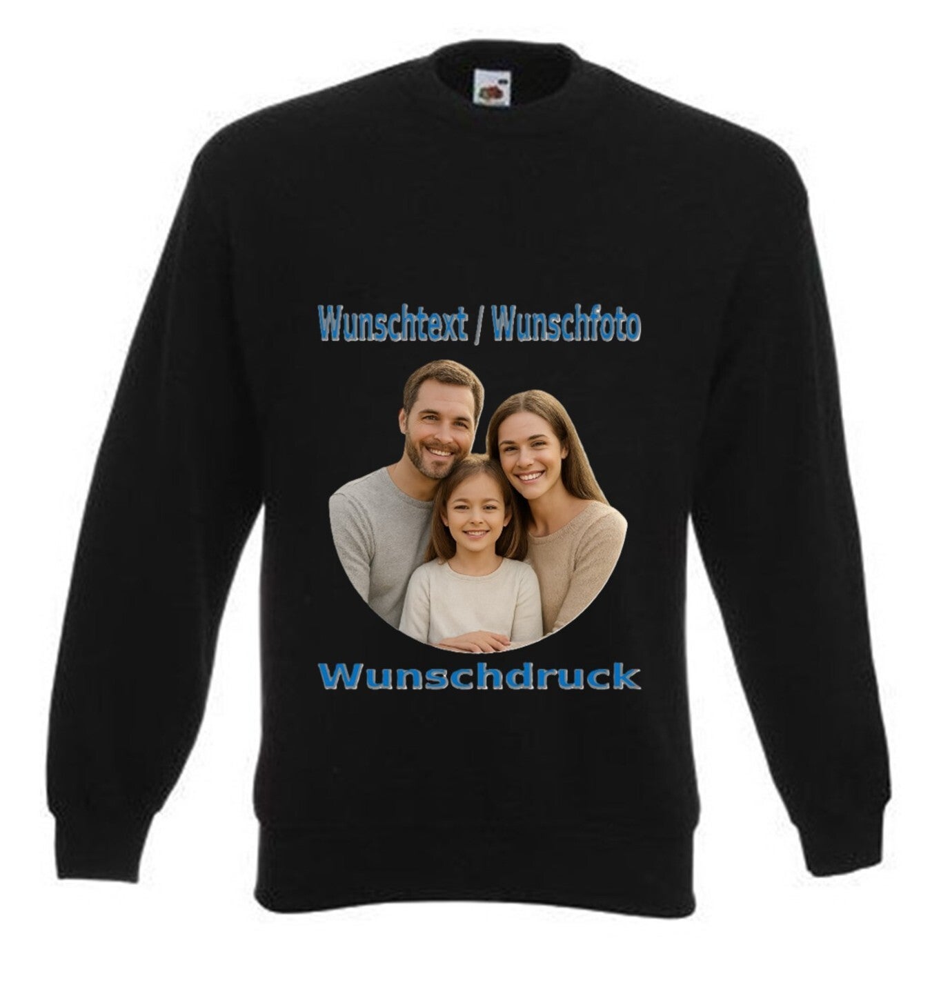 Unisex Pullover mit Wunschdruck Schwarz