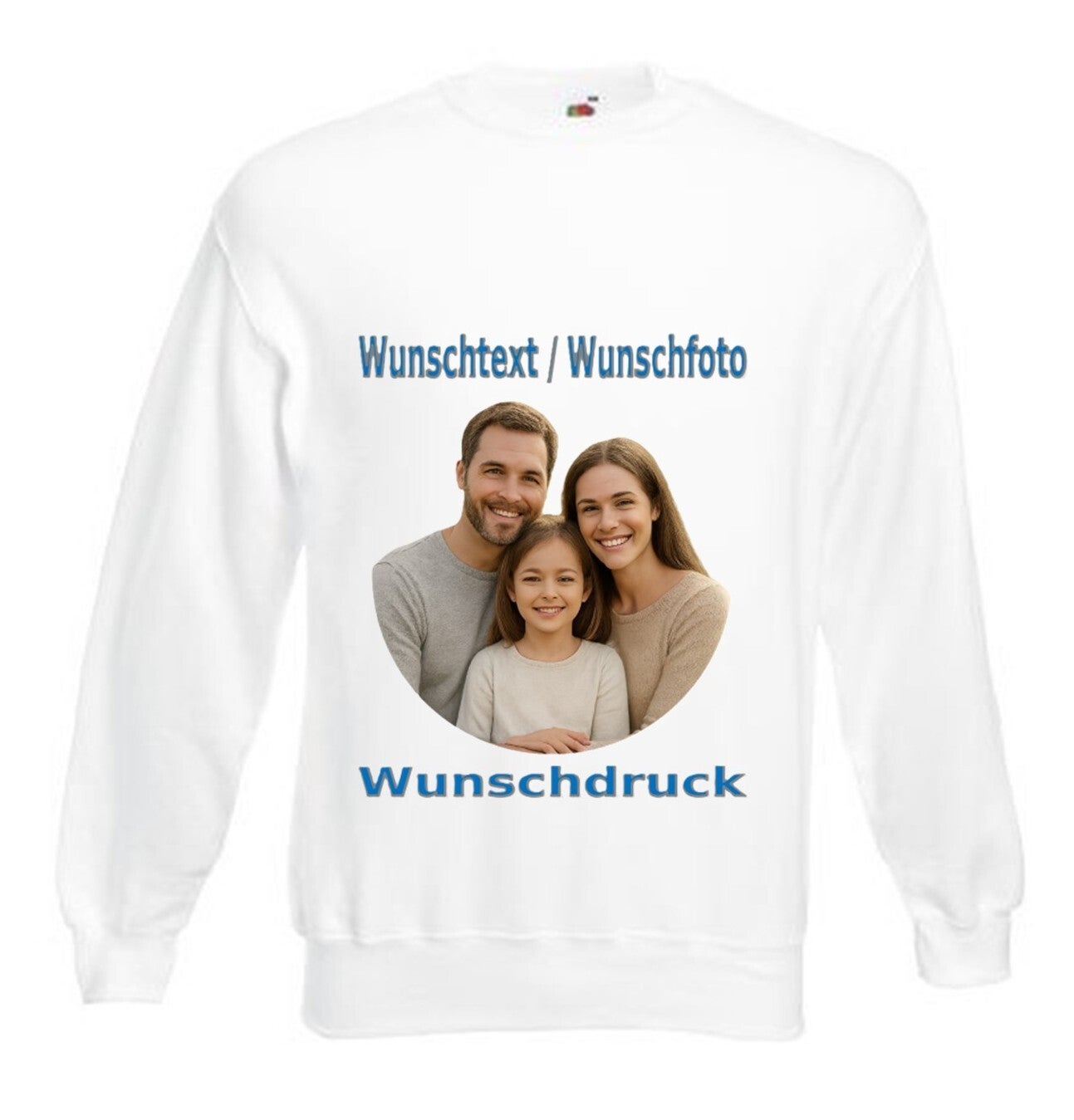 Unisex Pullover mit Wunschdruck Weiß