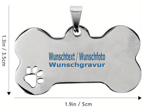 Schlüsselanhänger Hund / Hundemarke Edelstahl mit Wunschgravur