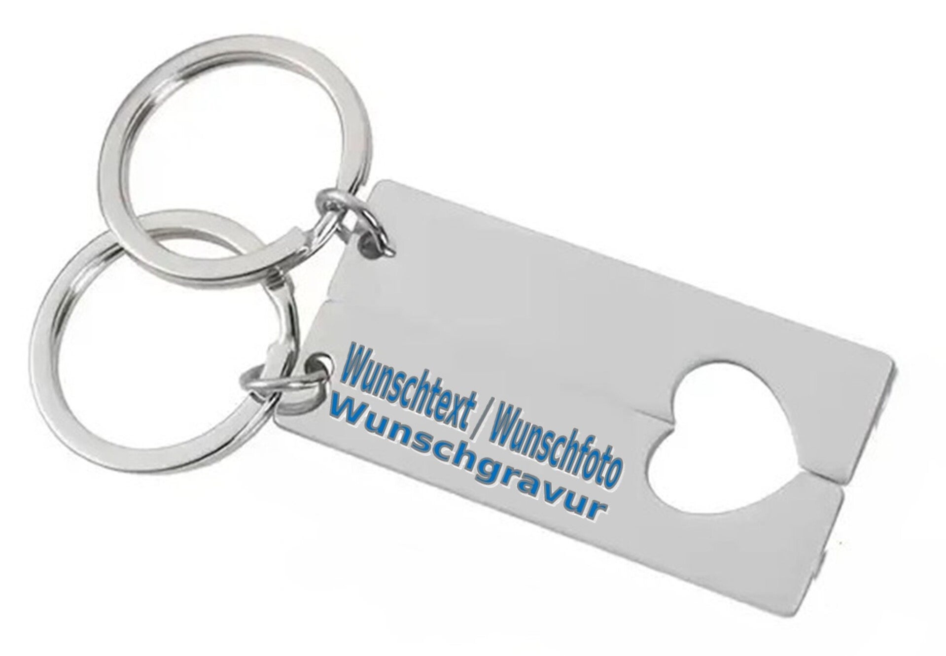 Schlüsselanhänger Herz 2er Set Silber mit Wunschgravur