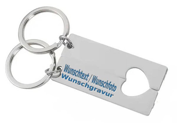 Schlüsselanhänger Herz 2er Set Silber mit Wunschgravur