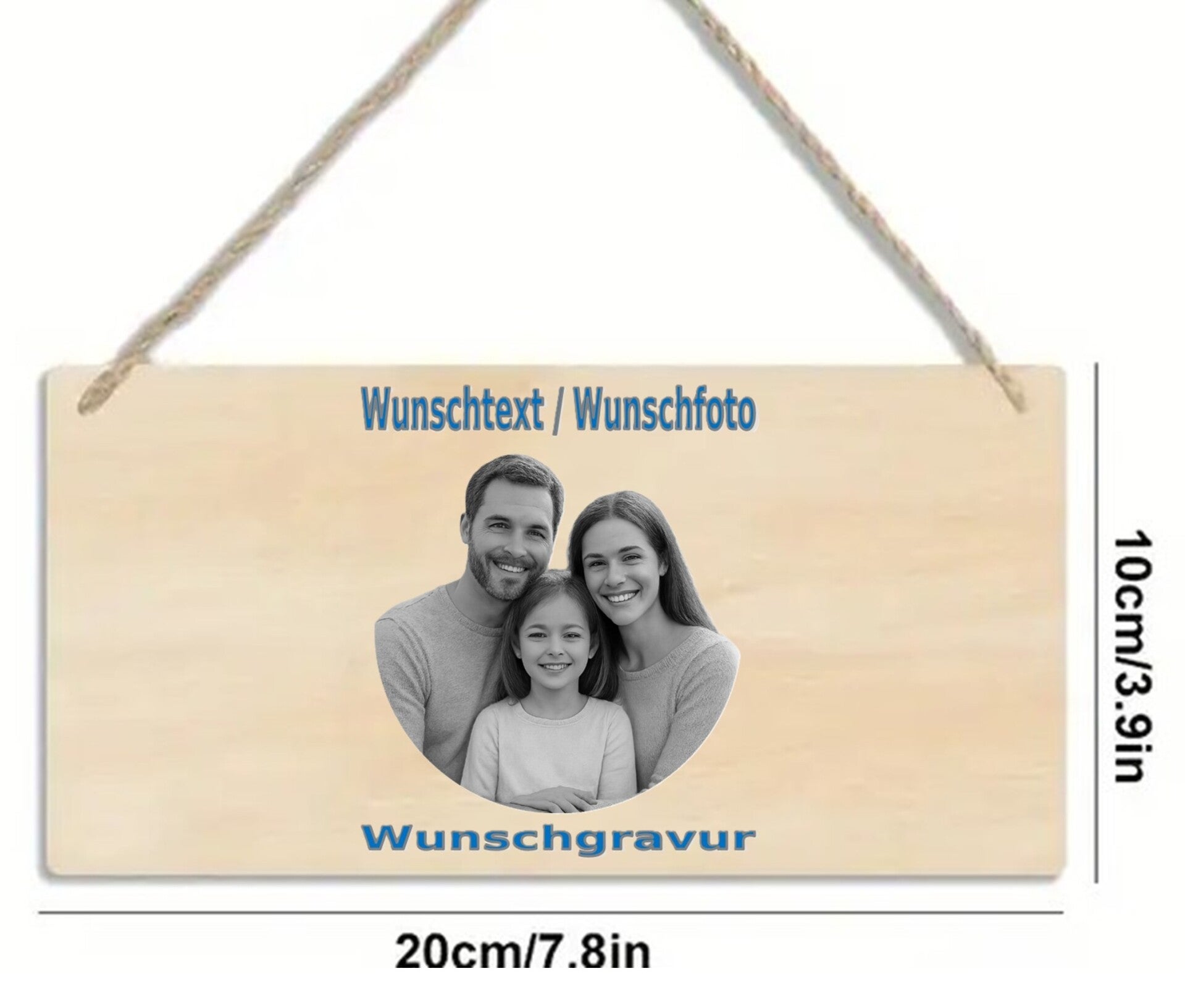 Sperrholz mit Wunschgravur Hängend 20x10cm