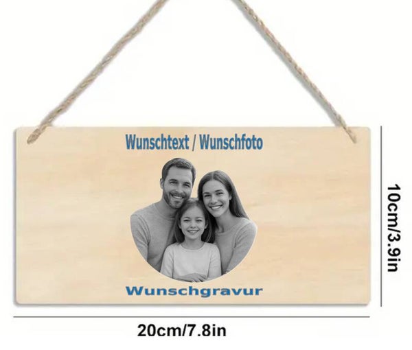 Sperrholz mit Wunschgravur Hängend 20x10cm