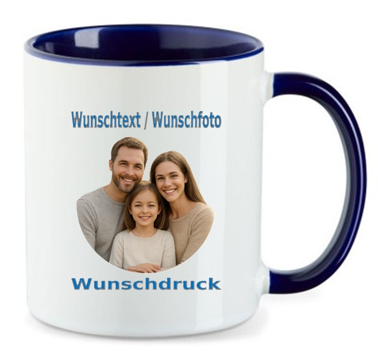 Tasse mit Wunschdruck Blau / Weiß TNW
