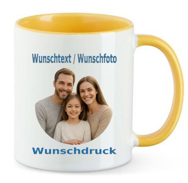 Tasse mit Wunschdruck Gelb / Weiß TNW