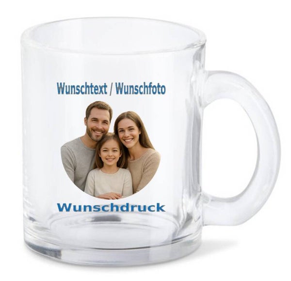 Tasse Glas mit Wunschdruck TNW