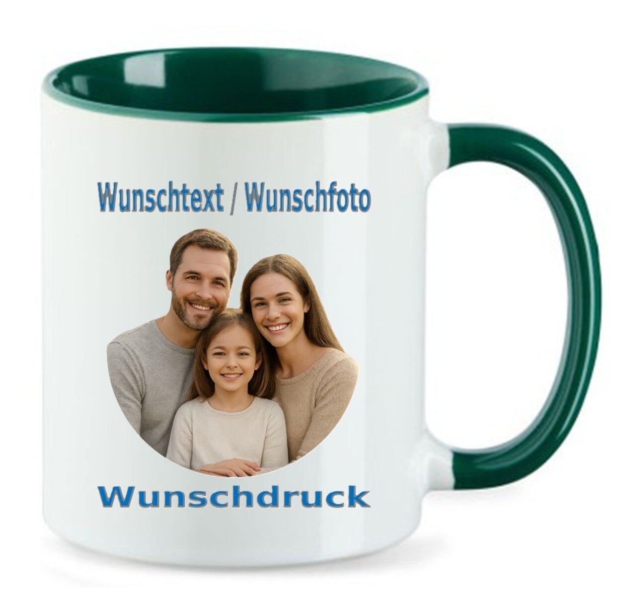 Tasse mit Wunschdruck Grün / Weiß TNW